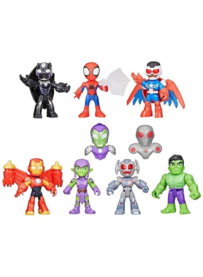 Disney Junior Marvel Spidey and His Amazing Friends & Iron Man and His Awesome Friends Avengers Team-Up Action Figures Set (7.6 cm, 11 Pieces) - Image 2